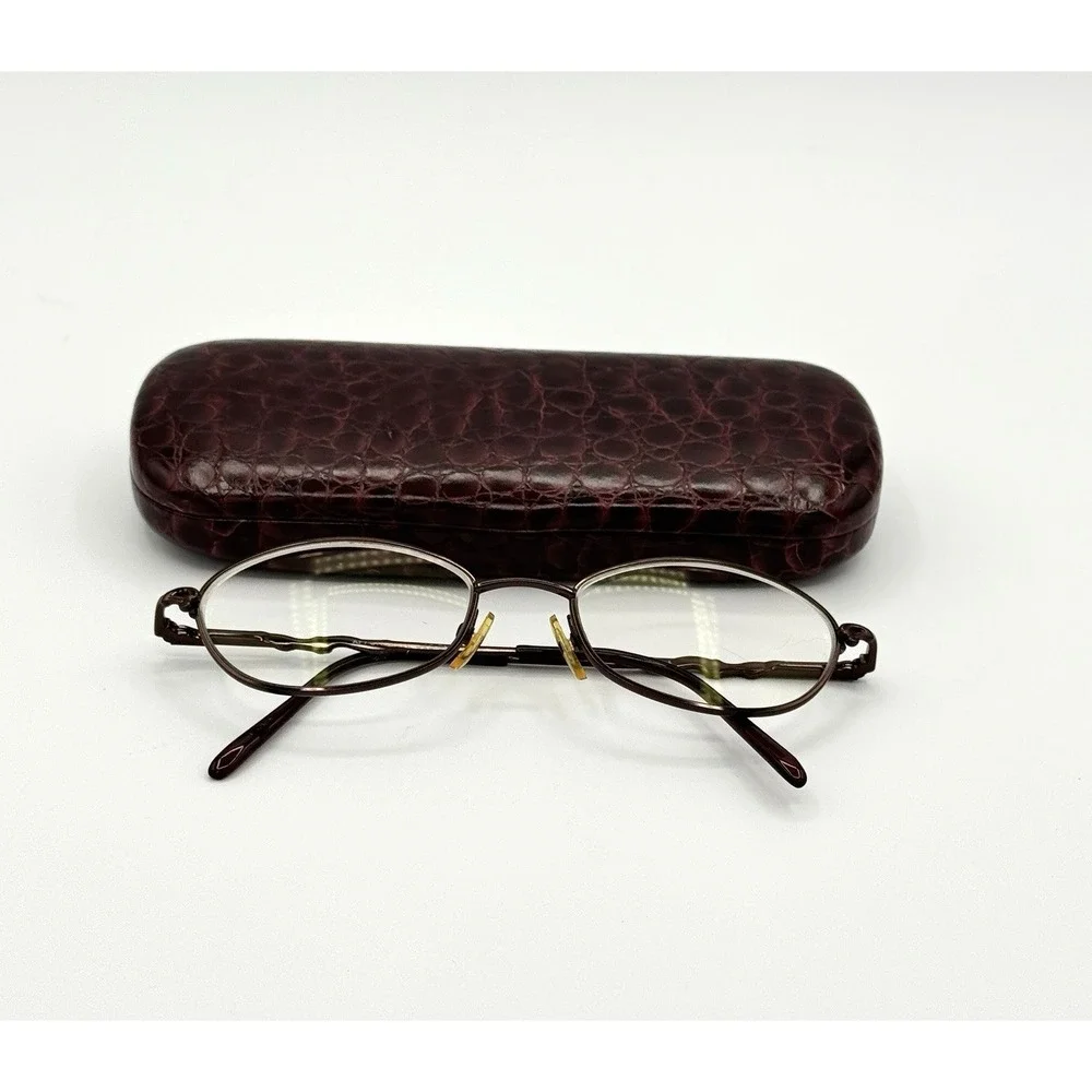 Vintage Round Metal Eyeglass Frames Brown Italia Dark Academia Librarian READ